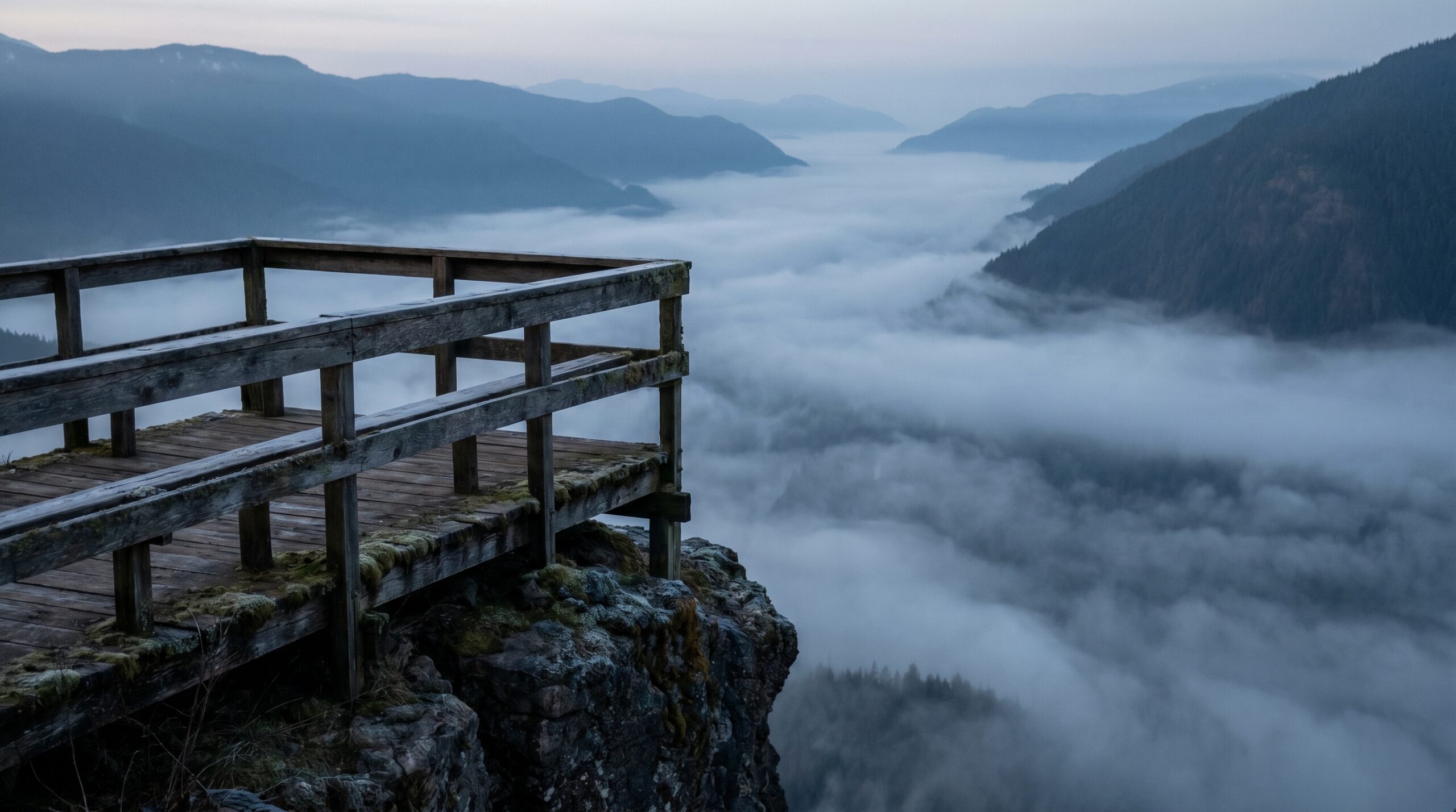 Empty Lookout Over Foggy Valley