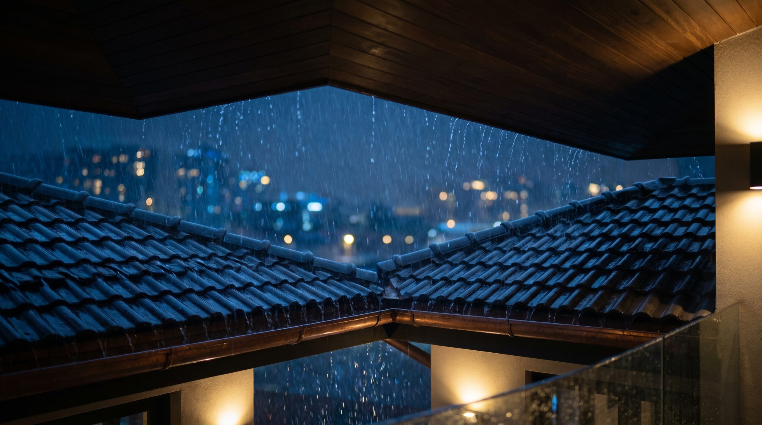 Luxury Rooftop Rain On Tiles