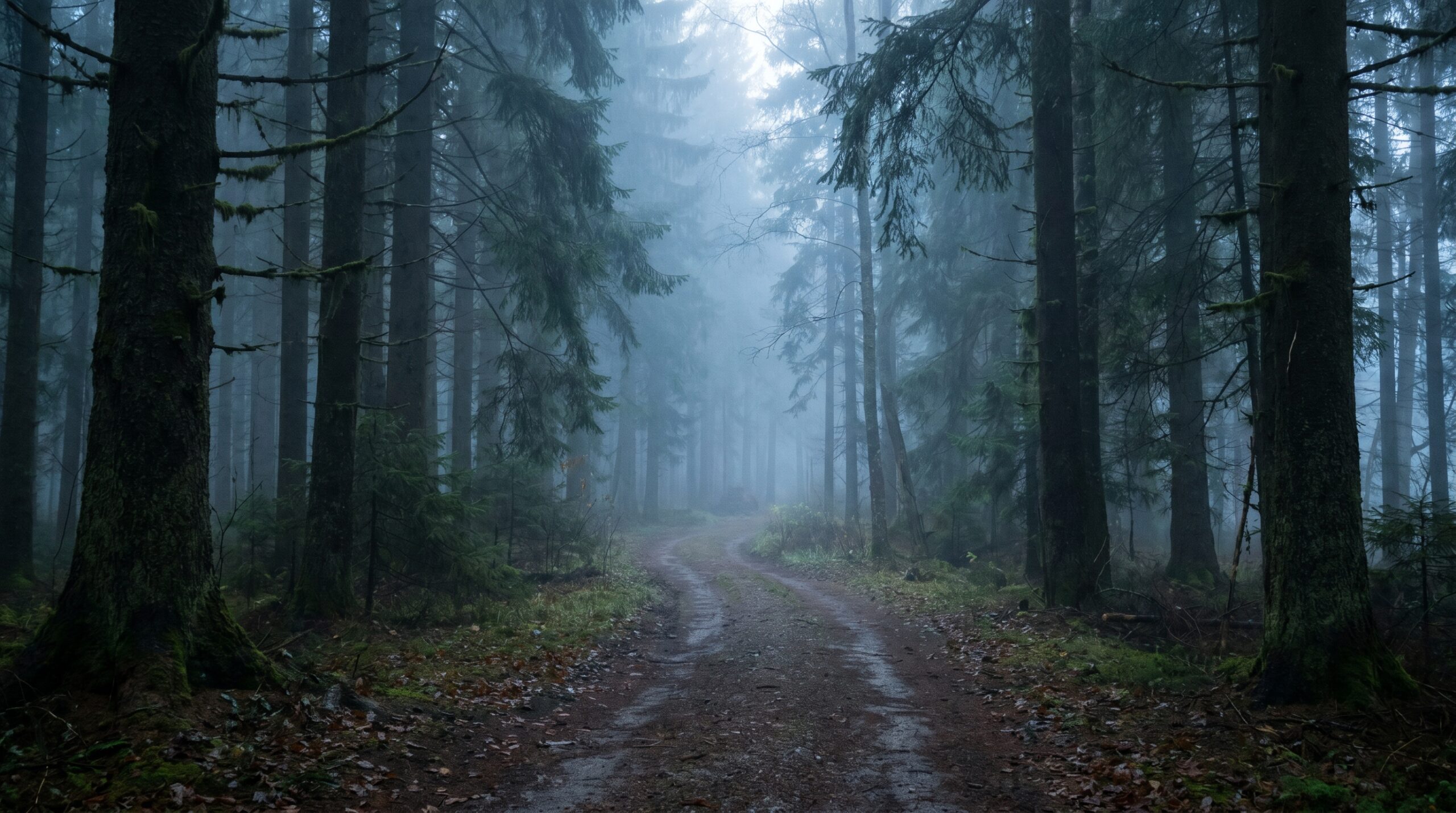 Northern Forest Path In Mist