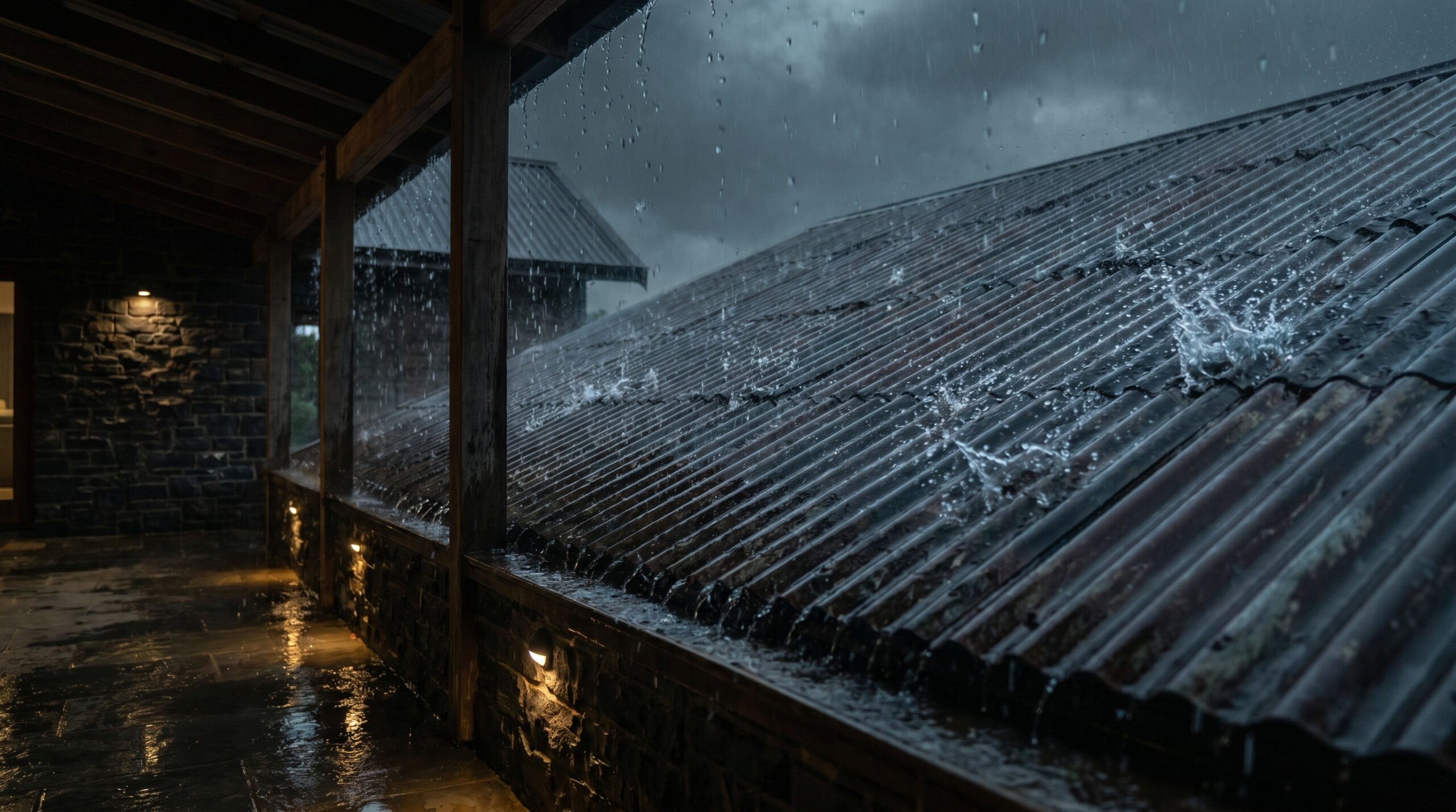 Rain On Corrugated Metal Roof