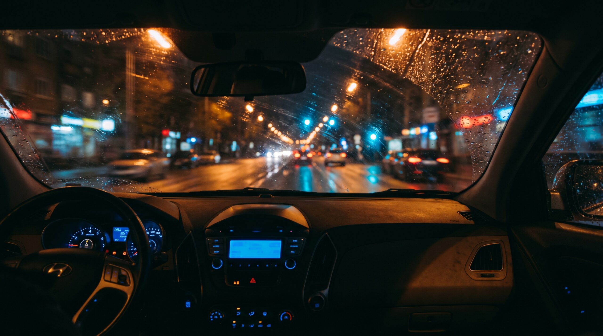 Rainy Windshield Night Drive