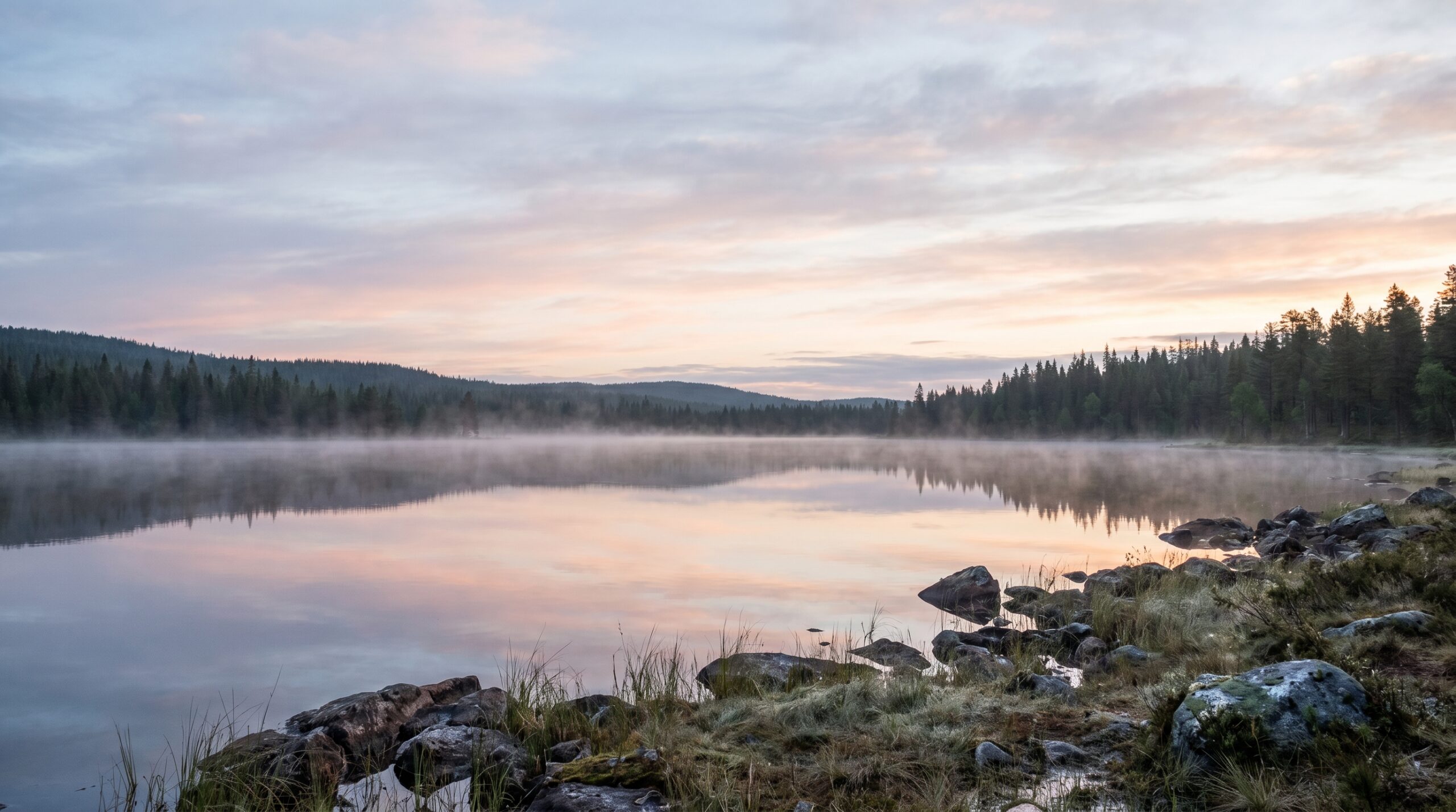 Remote Lake Fog Sunrise